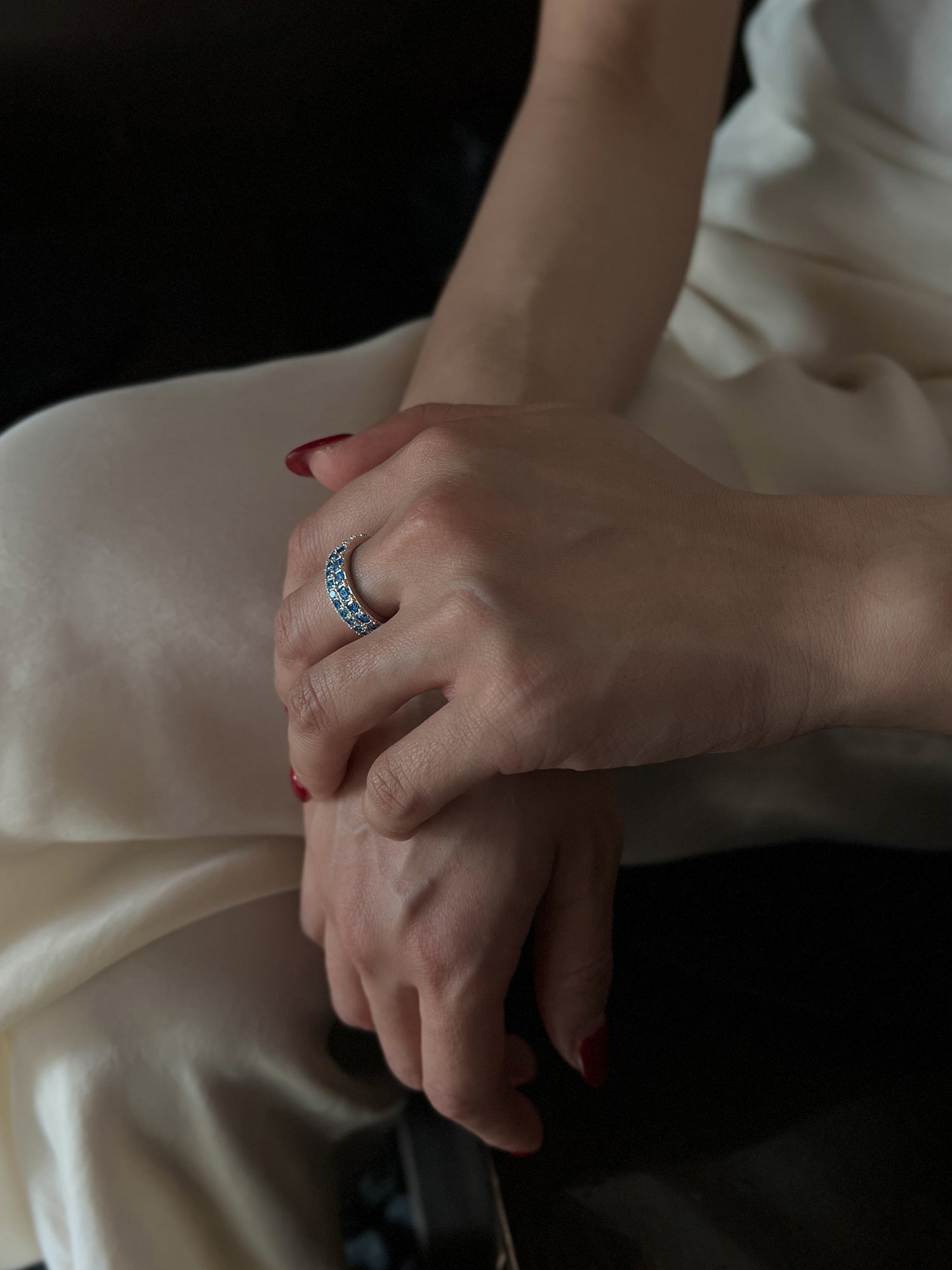 BOLD PAVE RING [AQUA]