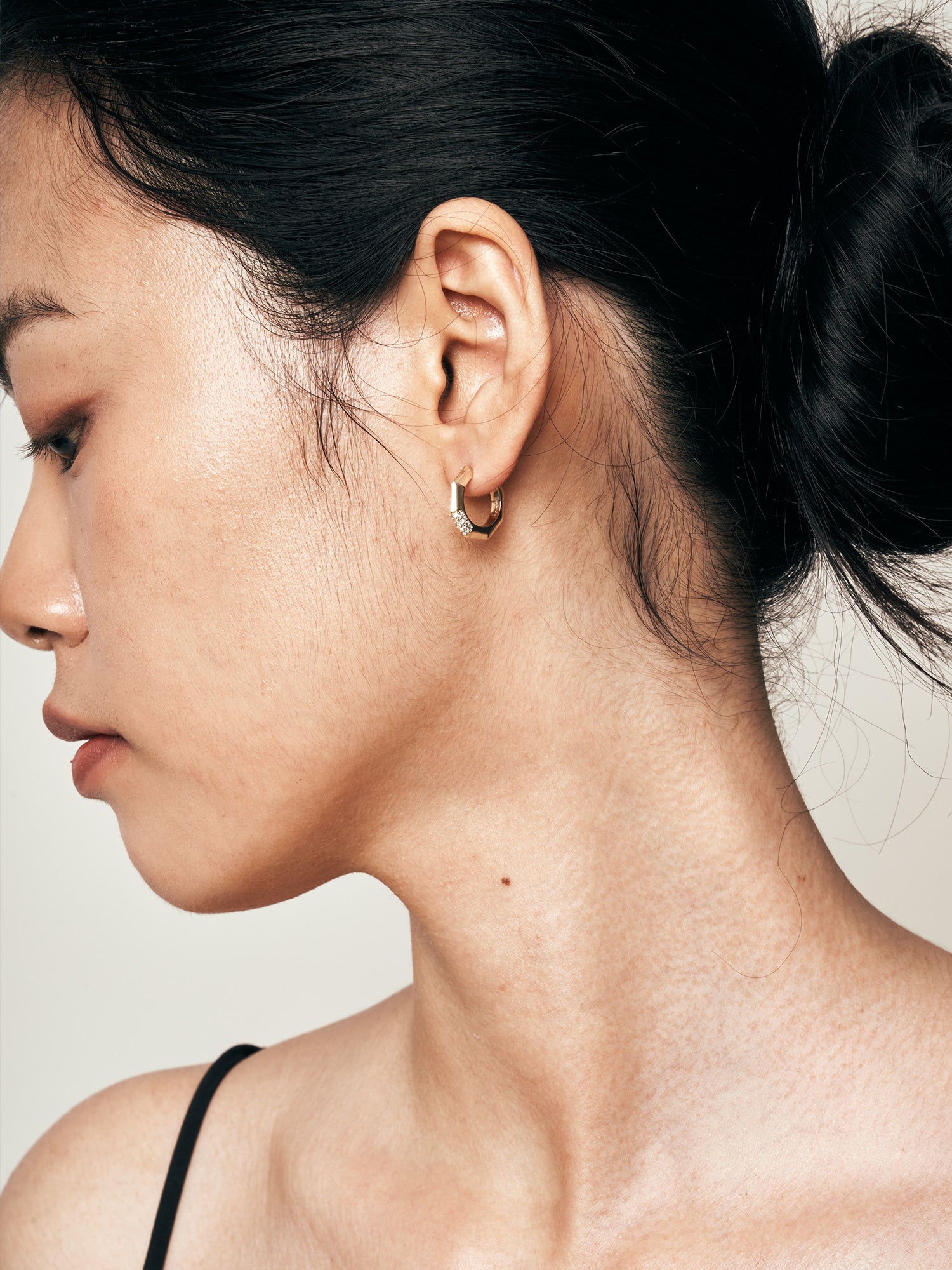 OCTAGONAL STONE EARRINGS [SILVER]