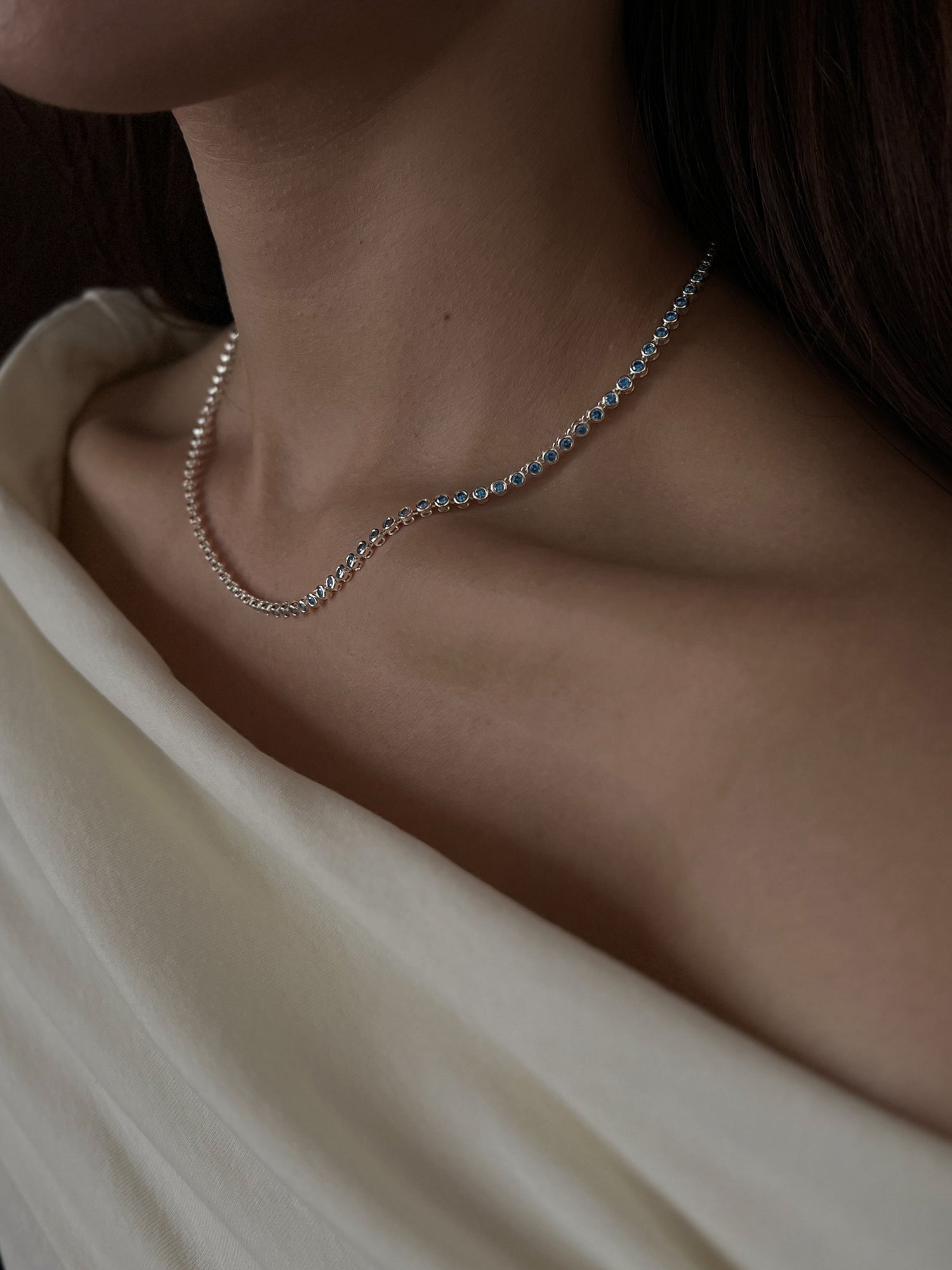 LUNELLE TENNIS NECKLACE [AQUA]