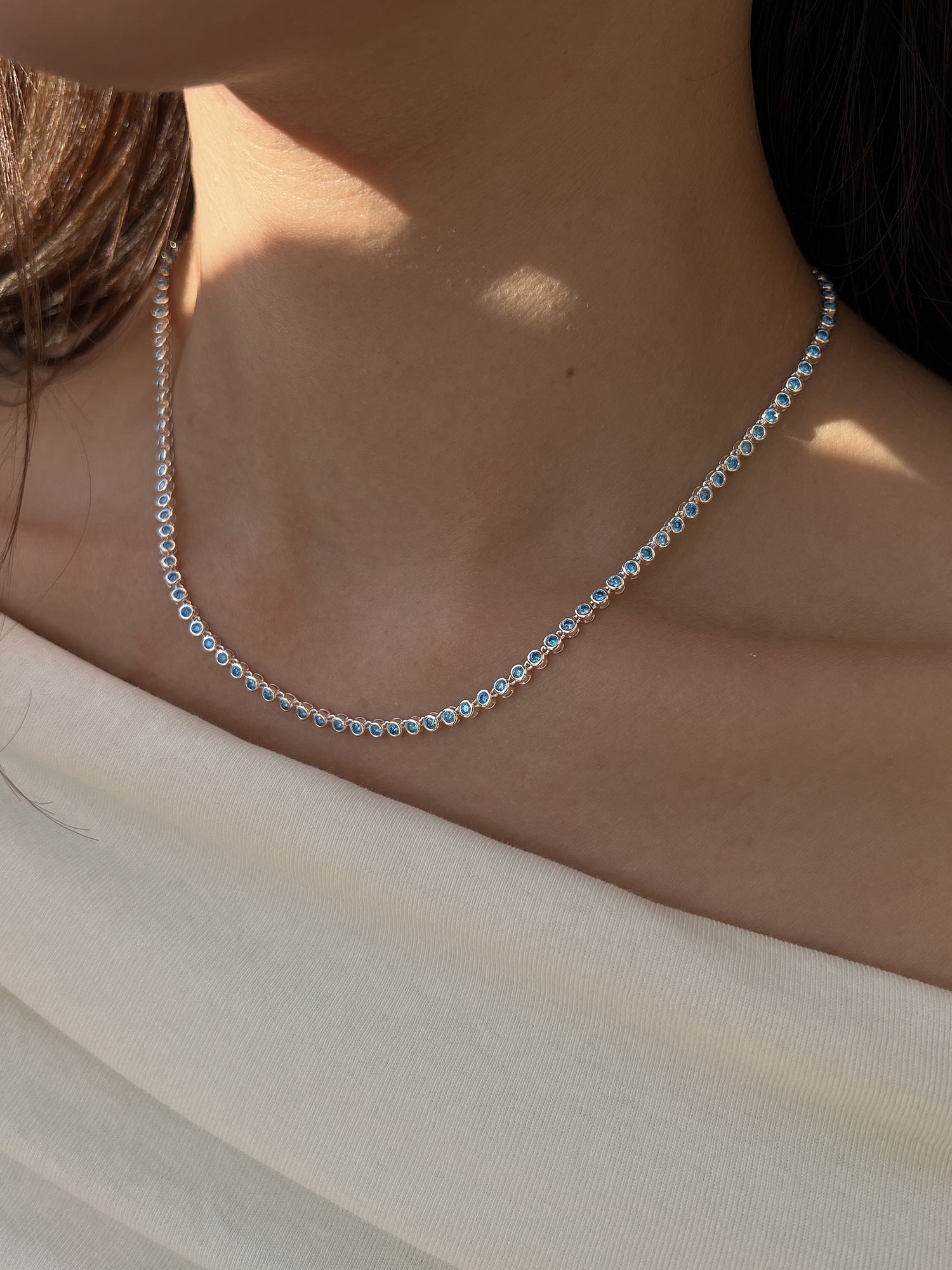 LUNELLE TENNIS NECKLACE [AQUA]