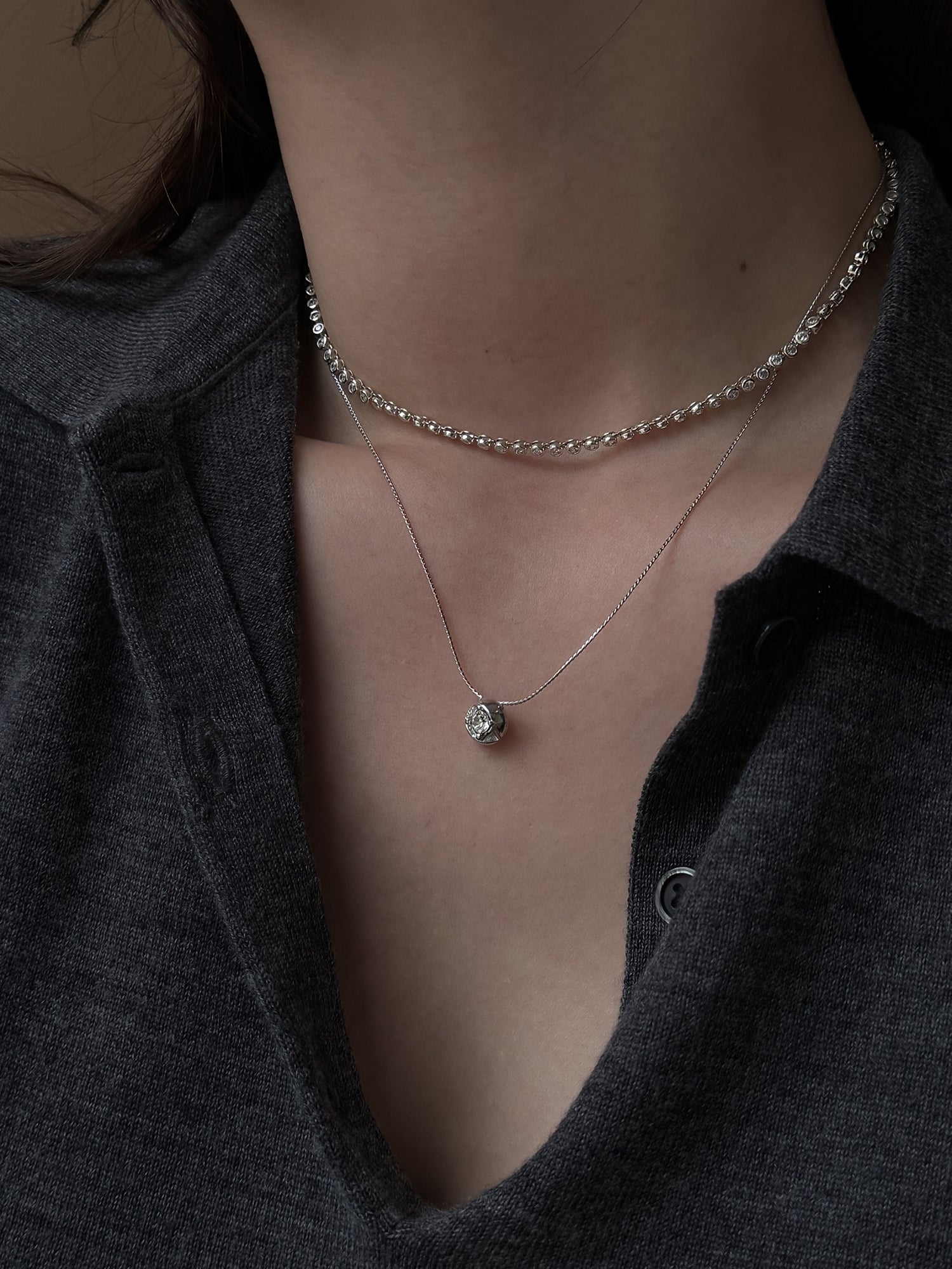 LUNELLE TENNIS NECKLACE [SILVER]