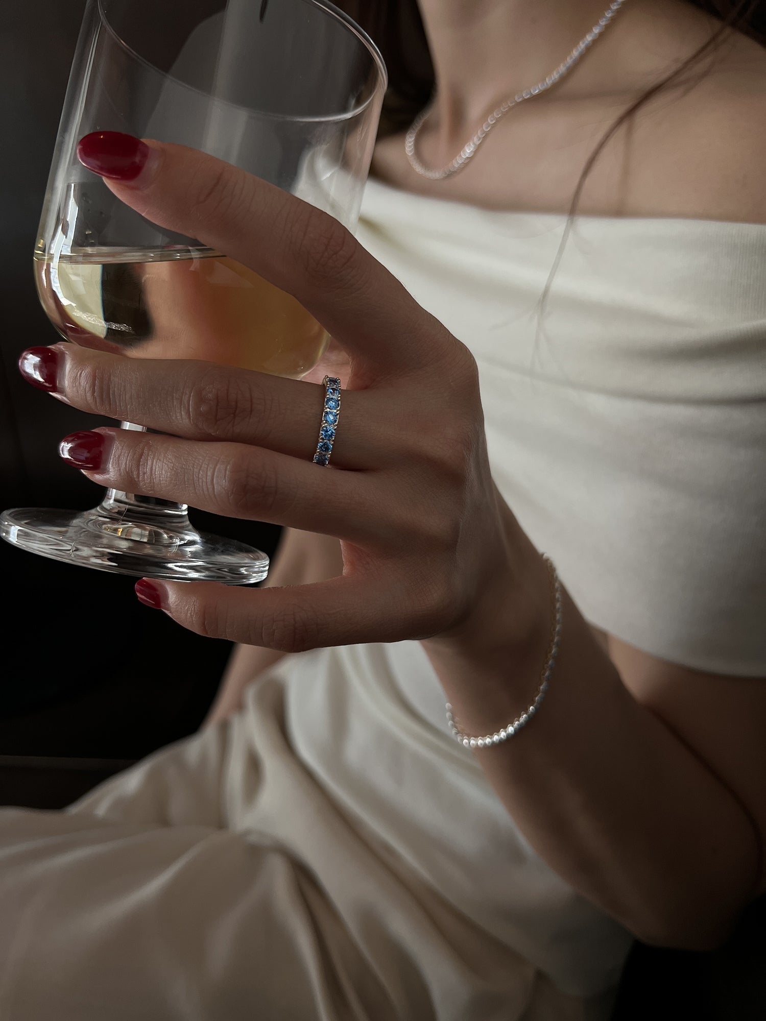 BOLD PAVE RING [AQUA]