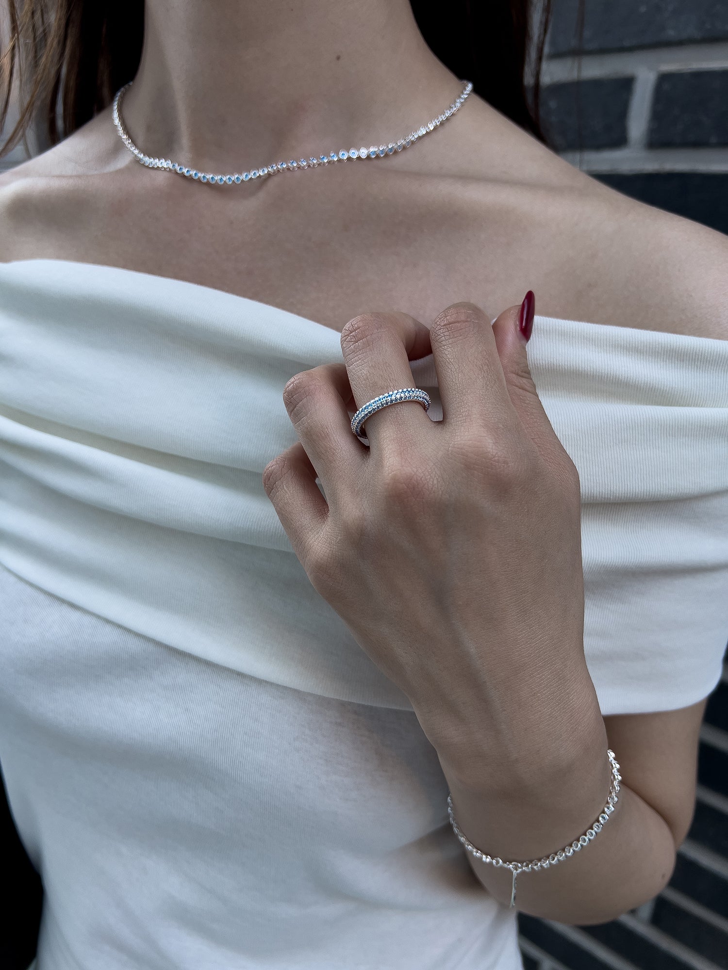 ROUND PAVE RING [AQUA]