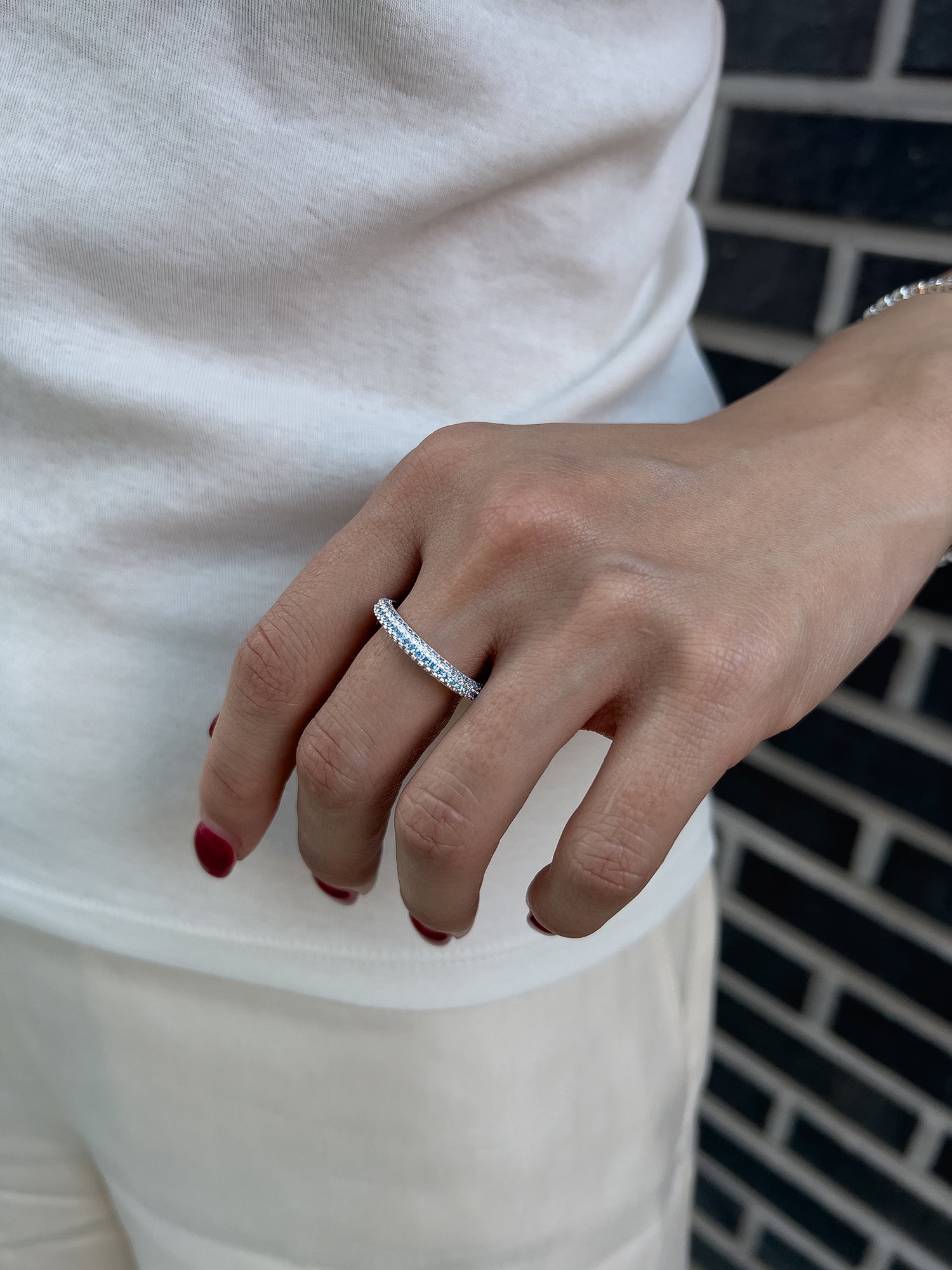 ROUND PAVE RING [AQUA]