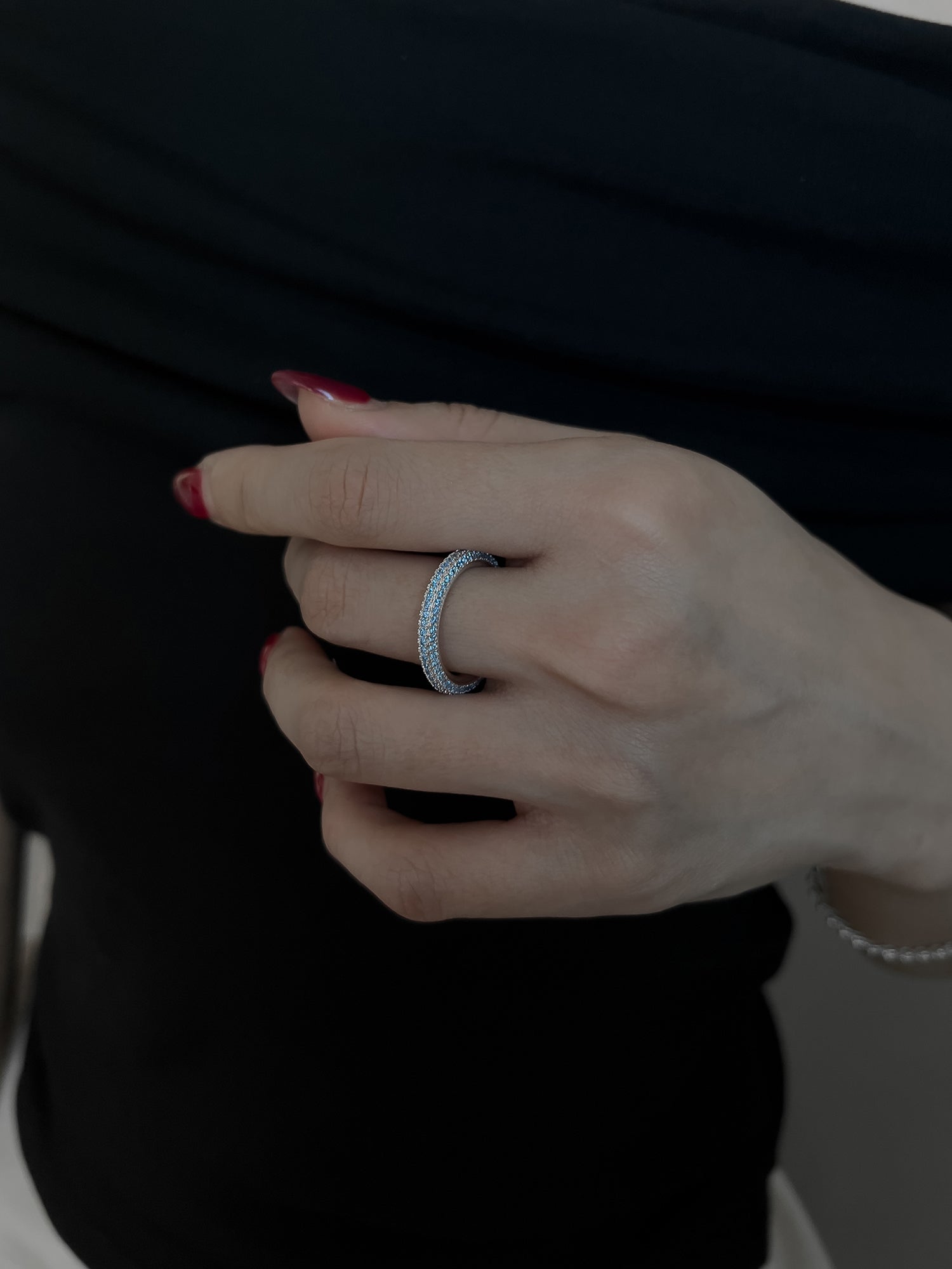 ROUND PAVE RING [AQUA]