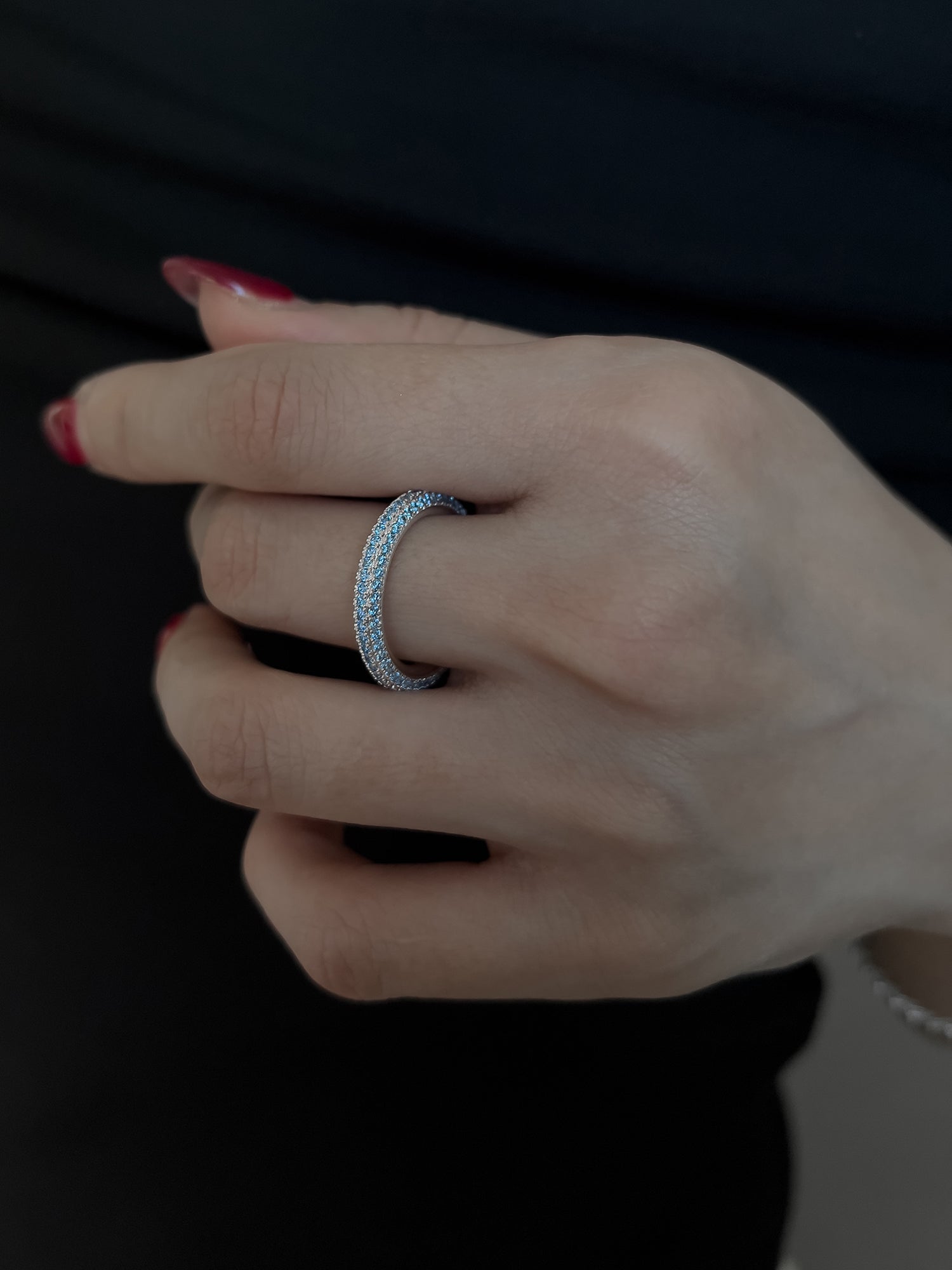 ROUND PAVE RING [AQUA]