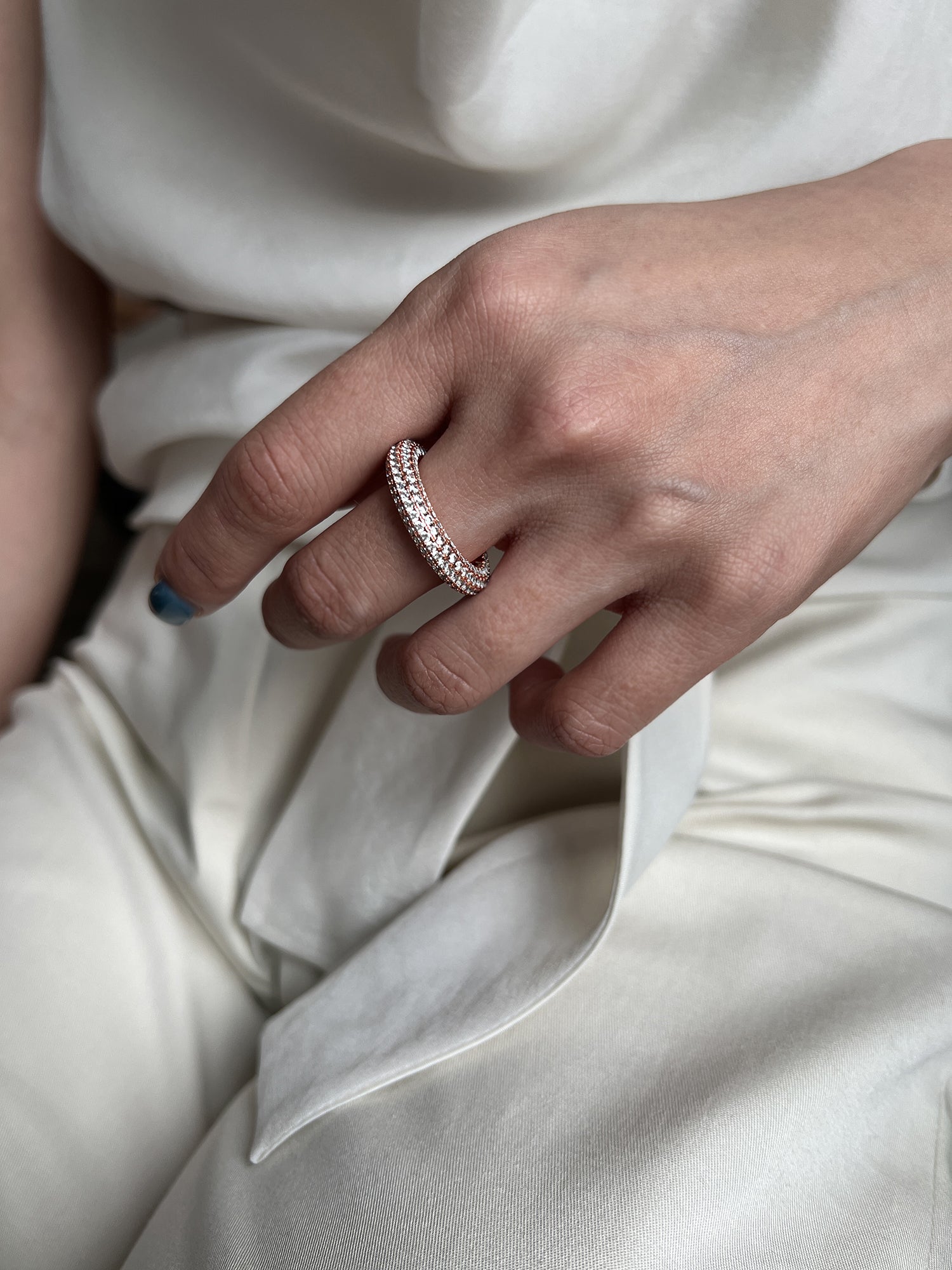 BOLD ROUND PAVE RING (ROSE GOLD)