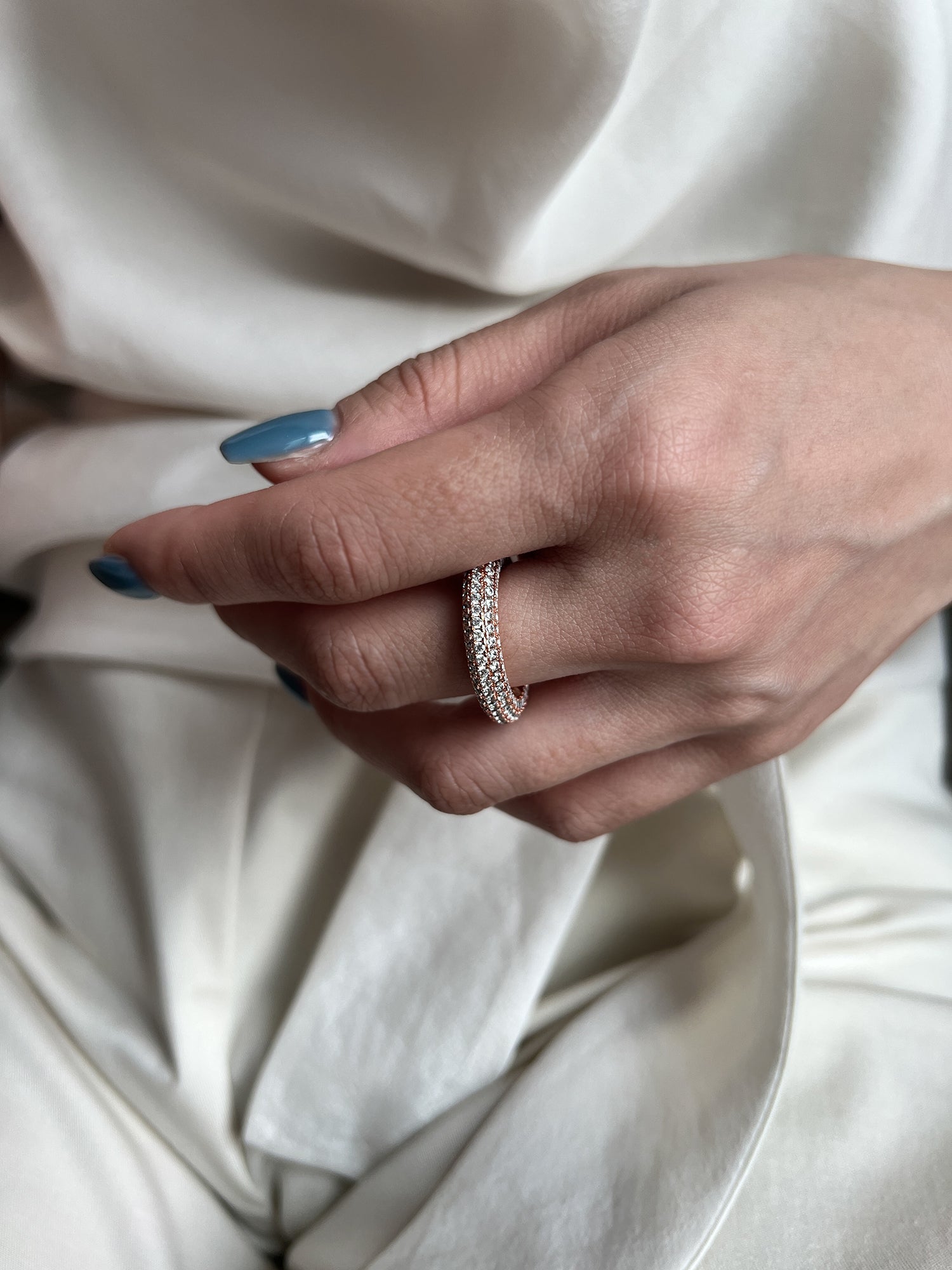 BOLD ROUND PAVE RING (ROSE GOLD)