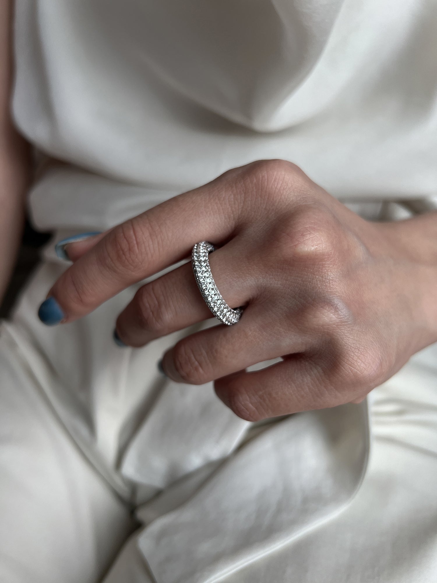 BOLD ROUND PAVE RING [SILVER]