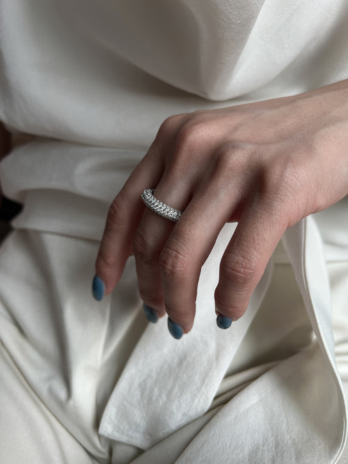 BOLD ROUND PAVE RING [SILVER]
