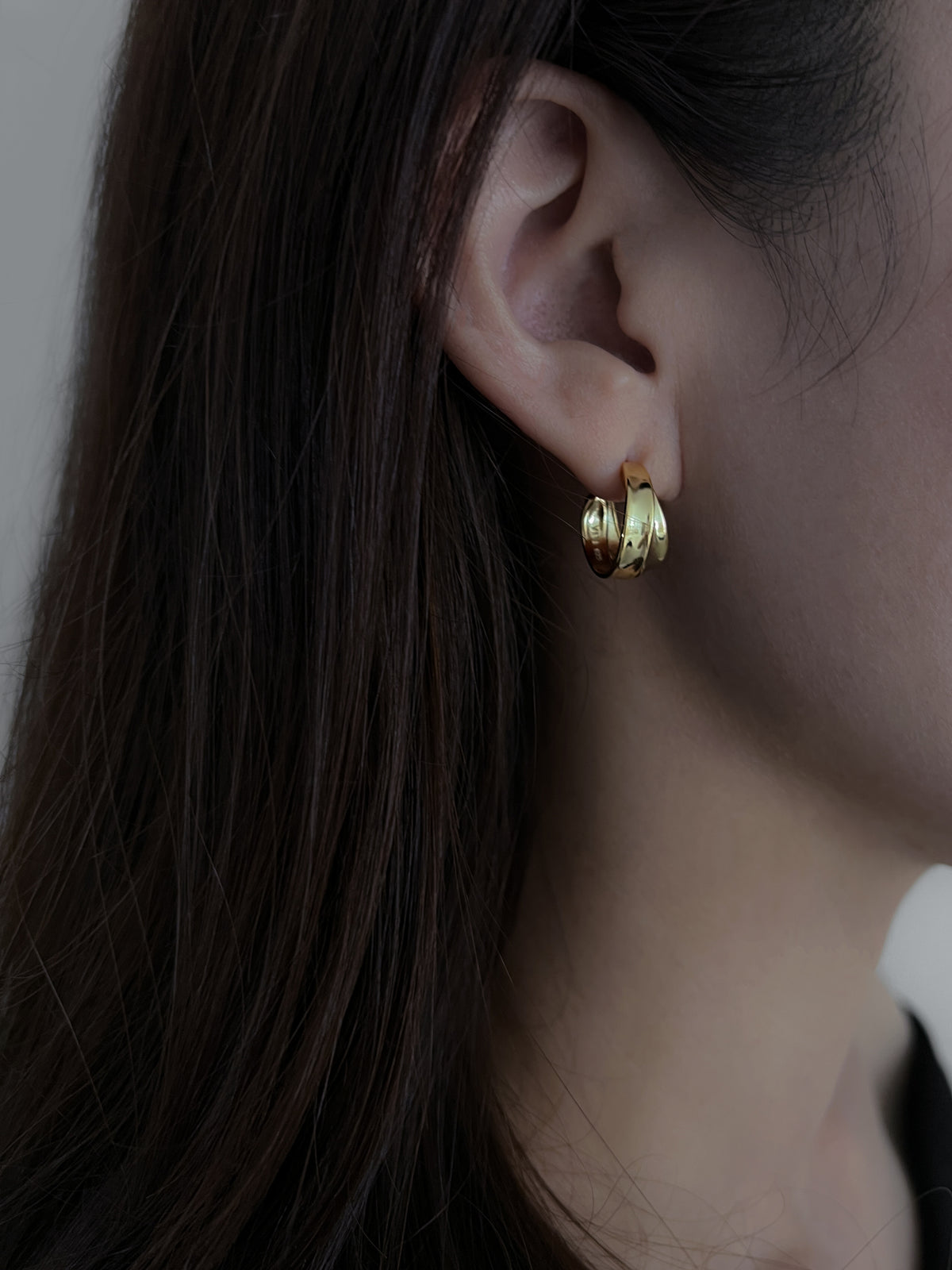 STERLING ARC EARRINGS [BEIGE GOLD]