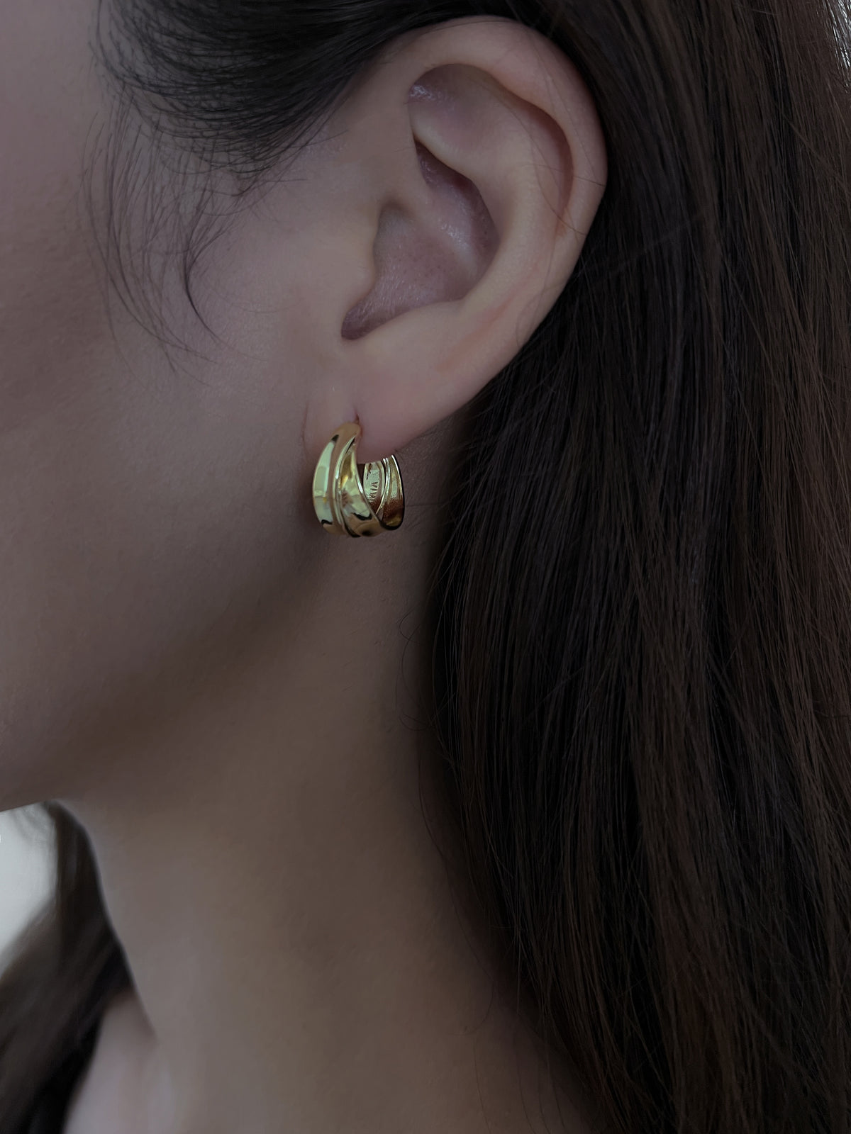 STERLING ARC EARRINGS [BEIGE GOLD]